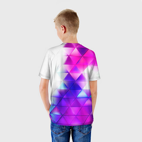 Детская футболка Неоновые треугольники абстракция / 3D-принт – фото 4
