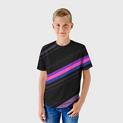 Футболка детская Неоновые полосы, цвет: 3D-принт — фото 2