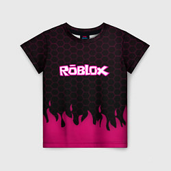 Детская футболка Roblox fire pink