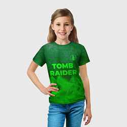 Футболка детская Tomb Raider - green gradient посередине, цвет: 3D-принт — фото 2