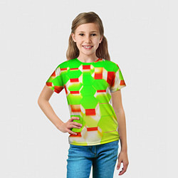 Футболка детская Кислотные соты, цвет: 3D-принт — фото 2