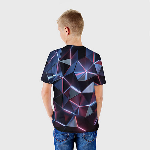 Детская футболка Неоновые геометрические плиты / 3D-принт – фото 4