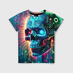 Детская футболка Cool cyber skull - neon glow