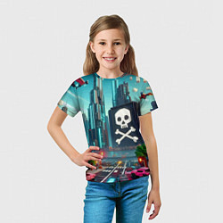 Футболка детская Minecraft district with skull - ai art fantasy, цвет: 3D-принт — фото 2