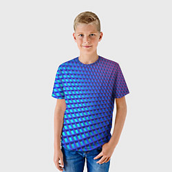 Футболка детская Неоновая клетка текстура, цвет: 3D-принт — фото 2