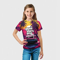 Футболка детская Grand Theft Auto VI - автомобиль на закате, цвет: 3D-принт — фото 2
