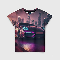 Футболка детская Porshe ночной город, цвет: 3D-принт