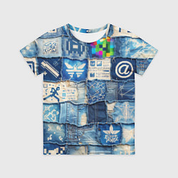 Футболка детская Пэчворк с игровыми значками, цвет: 3D-принт