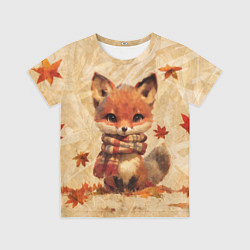 Детская футболка Осенний лисёнок в шарфе
