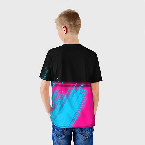 Детская футболка Stumble Guys - neon gradient посередине / 3D-принт – фото 4