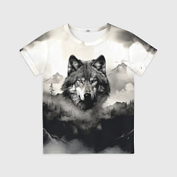 Детская футболка Голова серого волка