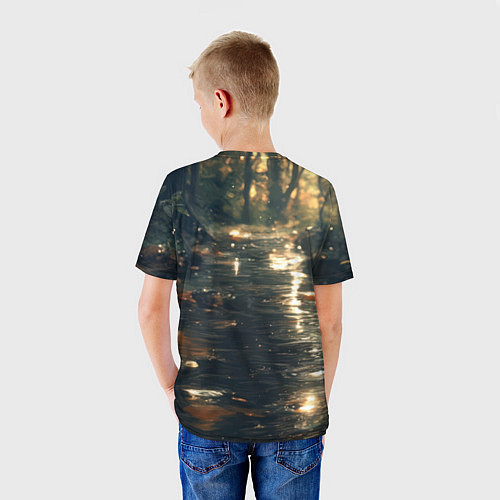 Детская футболка Выдра в летнем пруду / 3D-принт – фото 4