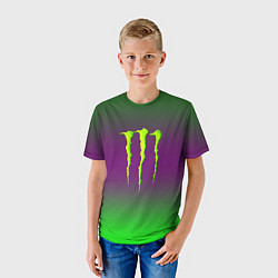 Футболка детская Monster energy gradient, цвет: 3D-принт — фото 2