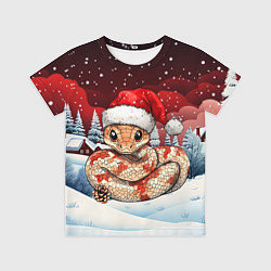 Детская футболка Новогодняя змейка и снегопад
