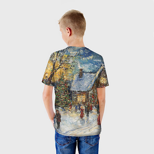 Детская футболка Новогодние каникулы картина маслом / 3D-принт – фото 4