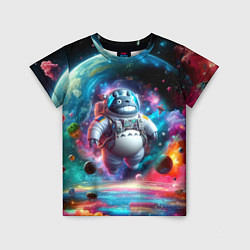 Детская футболка Astronaut Totoro in neon space - ai art fantasy