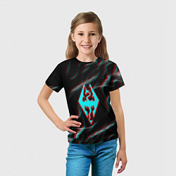 Футболка детская Skyrim flame glitch, цвет: 3D-принт — фото 2