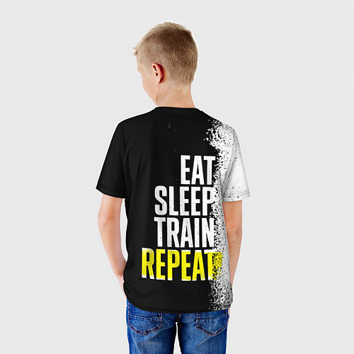 Детская футболка Eat sleep train repeat / 3D-принт – фото 4