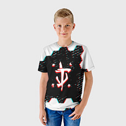 Футболка детская Doom hexagon glitch color, цвет: 3D-принт — фото 2