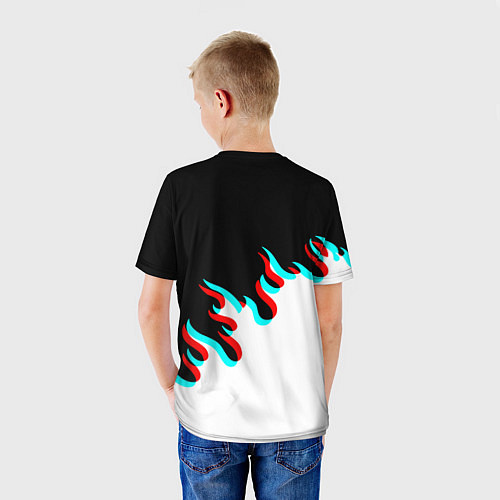 Детская футболка Нирвана глитч огонь / 3D-принт – фото 4