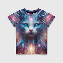 Детская футболка Fantastic blue-eyed neon kitten