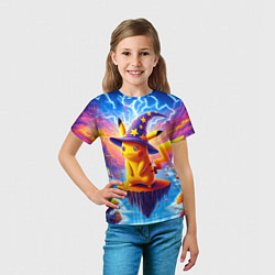 Футболка детская Pikachu in a stargazers hat, цвет: 3D-принт — фото 2