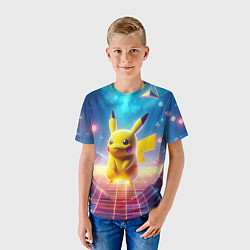 Футболка детская Funny Pikachu - vaporwave, цвет: 3D-принт — фото 2