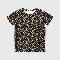 Детская футболка Паттерн хиппи значки на черном фоне