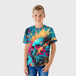 Футболка детская Абстракция с черепом - нейроарт, цвет: 3D-принт — фото 2