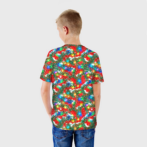 Детская футболка Яркие гирлянды на еловых ветках / 3D-принт – фото 4