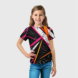 Футболка детская Разноцветные праздничные линии, цвет: 3D-принт — фото 2