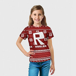 Футболка детская Новогодний свитер ugly Roblox, цвет: 3D-принт — фото 2