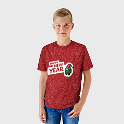 Футболка детская Амонг ас - Новый год, цвет: 3D-принт — фото 2