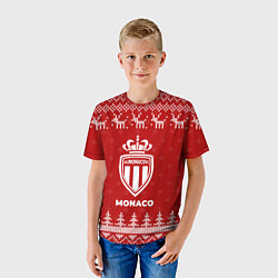 Футболка детская Новогодний Monaco с оленями, цвет: 3D-принт — фото 2
