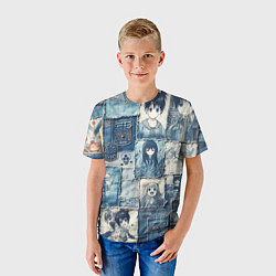 Футболка детская Персонажи аниме на пэчворк, цвет: 3D-принт — фото 2
