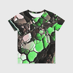 Футболка детская Чёрно-зелёный камень, цвет: 3D-принт