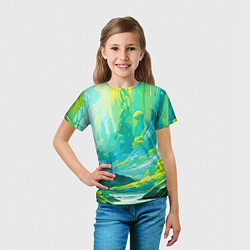 Футболка детская Зелёная кислотная абстракция, цвет: 3D-принт — фото 2