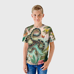 Футболка детская Змея и бабочки, цвет: 3D-принт — фото 2