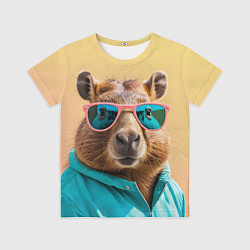 Детская футболка Модная капибара в отпуске