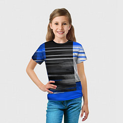 Футболка детская Белые вертикальные полосы на чёрно-синем фоне, цвет: 3D-принт — фото 2