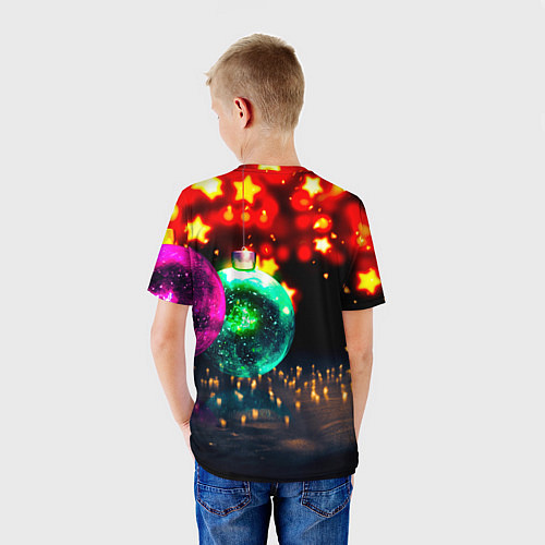 Детская футболка Новогоднее свечение игрушек / 3D-принт – фото 4