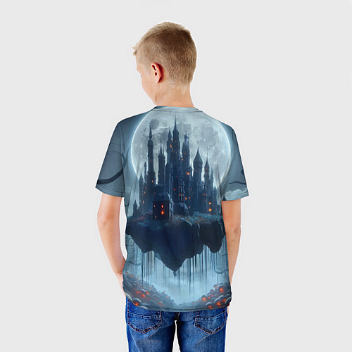 Детская футболка Замок Дракулы и неоновые грибы - нейроарт фантазия / 3D-принт – фото 4