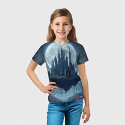 Футболка детская Замок Дракулы и неоновые грибы - нейроарт фантазия, цвет: 3D-принт — фото 2