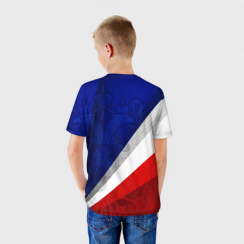 Детская футболка Герб России - триколор / 3D-принт – фото 4