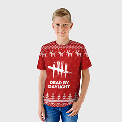 Футболка детская Новогодний Dead by Daylight с оленями, цвет: 3D-принт — фото 2