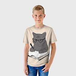 Футболка детская Психолог кот, цвет: 3D-принт — фото 2