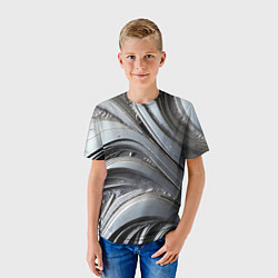 Футболка детская Полированный серебряный металл, цвет: 3D-принт — фото 2