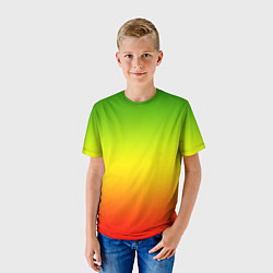 Футболка детская Градиент сочный зелёно-жёлто-красный, цвет: 3D-принт — фото 2