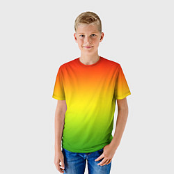 Футболка детская Градиент сочный красно-жёлто-зелёный, цвет: 3D-принт — фото 2