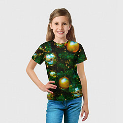 Футболка детская Новогодние украшения на ветках, цвет: 3D-принт — фото 2